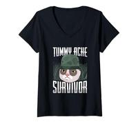 Femme Animal Lover Funny Cat Meme Dire Un Survivant De Mal Au Ventre T-Shirt avec Col en V