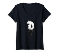 Femme Animal préféré Panda Ours Barbu Grand Panda T-Shirt avec Col en V