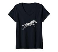 Femme Animal zèbre Saute T-Shirt avec Col en V