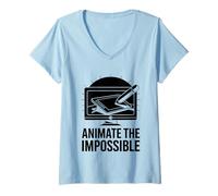 Femme Animate The Impossible Animation Draw Animer Storytelling T-Shirt avec Col en V