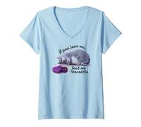 Femme Animaux DE Compagnie Si tu m'aimes, Donne-Moi du Chocolat T-Shirt avec Col en V