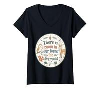 Femme Animaux de la forêt Inclusion Nature Bonté Message T-Shirt avec Col en V