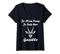 Femme Animaux Gazelle mignonne Je m'en fous je suis une Gazelle T-Shirt avec Col en V