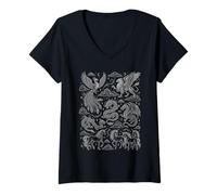 Femme Animaux mythiques Graphiques Animaux mythiques Dragon Licorne T-Shirt avec Col en V