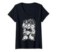 Femme Anime Muscle Mommy Weightlifting Fitness Girl Aesthetic T-Shirt avec Col en V