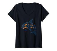 Femme Animé Robot Orca Gear Powered Sea Creature T-Shirt avec Col en V