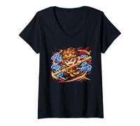 Femme Anime Sun Wukong Monkey King - Voyage vers l'Ouest T-Shirt avec Col en V
