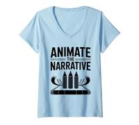 Femme Animer le croquis d'animation narrative Animer la narration d'histoires T-Shirt avec Col en V
