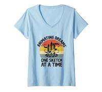 Femme Animer les rêves Un croquis à la fois Animation Animer T-Shirt avec Col en V
