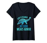 Femme Ankylosaurus Mon Dino Porte Une Armure T-Shirt avec Col en V