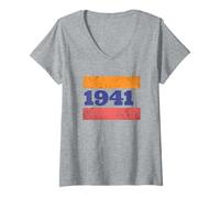 Femme Année de naissance 1941 T-Shirt avec Col en V