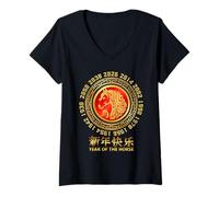 Femme Année du cheval 2026 - Nouvel An chinois 2026 T-Shirt avec Col en V