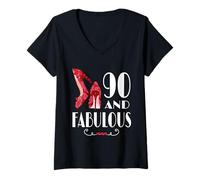Femme Années 90 et Fabuleuses fêtes d'anniversaire T-Shirt avec Col en V