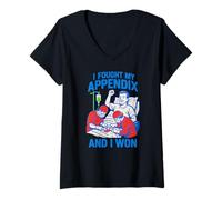 Femme Annexe I Fought and I Won Fun Men Surgery Recovery T-Shirt avec Col en V