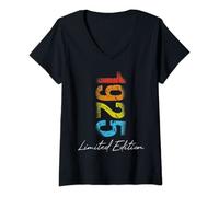 Femme Anniversaire 1925 Édition Limitée Cadeau Utilisé Grunge T-Shirt avec Col en V