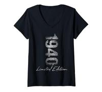 Femme Anniversaire 1940 édition limitée Grunge usé Vintage Birthday T-Shirt avec Col en V