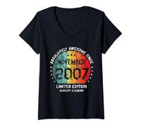 Femme Anniversaire Absolument génial Depuis Novembre 2007 T-Shirt avec Col en V
