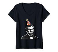 Femme Anniversaire Amusant du président Abe Abraham Lincoln T-Shirt avec Col en V