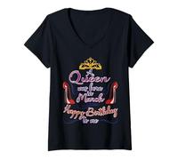 Femme Anniversaire de Mars, pour Femme, Une Reine était née en Mars T-Shirt avec Col en V