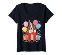 Femme Anniversaire garçon fille 11 ans onze anglais Springer Spaniel T-Shirt avec Col en V