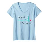 Femme Annnd I'm Back, Heart Attack Survivor Postchirurgie Cardiaque T-Shirt avec Col en V