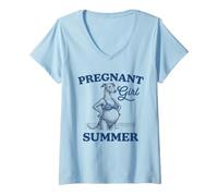 Femme Annonce de bébé de Maman lévrier d'été pour Fille Enceinte T-Shirt avec Col en V