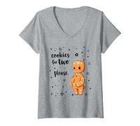 Femme Annonce de Grossesse de Noël Cookies for Two Please Xmas T-Shirt avec Col en V