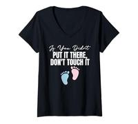 Femme Annonce de Grossesse Don't Touch It T-Shirt avec Col en V