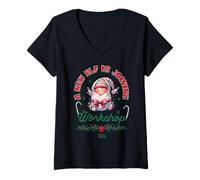 Femme Annonce de Noël de bébé 2026 drôle Elfe Révélation des Fêtes T-Shirt avec Col en V