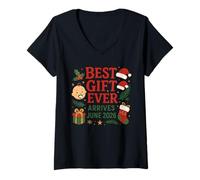 Femme Annonce de Noël de bébé Juin 2026 révélation de Grossesse T-Shirt avec Col en V