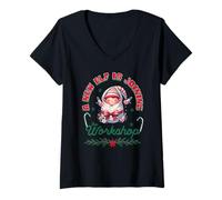 Femme Annonce de Noël pour bébé - Révélation drôle d'elfe T-Shirt avec Col en V