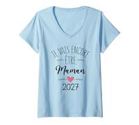 Femme Annonce Grossesse 2ème Bébé - Je Vais Encore Être Maman 2027 T-Shirt avec Col en V