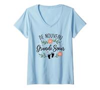 Femme Annonce Grossesse 3eme Enfant De Nouveau Grande Sœur 2026 T-Shirt avec Col en V