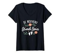 Femme Annonce Grossesse 3eme Enfant De Nouveau Grande Sœur 2026 T-Shirt avec Col en V