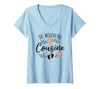 Femme Annonce Grossesse Encore Cousine 2026 Naissance 2eme Enfant T-Shirt avec Col en V