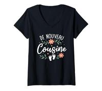 Femme Annonce Grossesse Encore Cousine 2026 Naissance 2eme Enfant T-Shirt avec Col en V