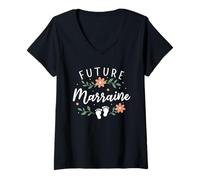 Femme Annonce Grossesse Famille - Tu Vas Être Future Marraine 2026 T-Shirt avec Col en V