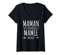 Femme Annonce Grossesse Grand Parent Tu Vas Encore Être Mamie 2027 T-Shirt avec Col en V