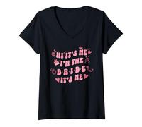 Femme Annonce rétro Vintage Bubbly Hi It's Me I'm The Bride T-Shirt avec Col en V