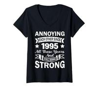 Femme Annoying Each Other Since 1995 Cute Year Wedding Anniversary T-Shirt avec Col en V