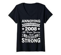 Femme Annoying Each Other Since 2008 Cute Year Wedding Anniversary T-Shirt avec Col en V