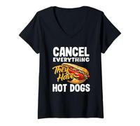 Femme Annuler Tout ce qu'ils Ont Amoureux des Hot Dogs T-Shirt avec Col en V