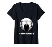 Femme Anonymous Hacker Culture Protest Equity T-Shirt avec Col en V