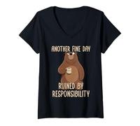 Femme Another Fine Day Ruined by Resposibility T-Shirt avec Col en V