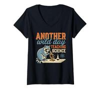 Femme Another Wild Day Teaching Science Raccoon Teacher T-Shirt avec Col en V