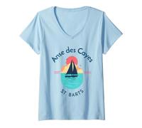 Femme Anse des Cayes Saint-Barthélemy T-Shirt avec Col en V