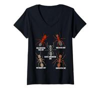 Femme Ant Lover Kids Entomology Ant Species Fourmis Rouges T-Shirt avec Col en V