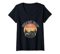 Femme Antenne rétro prête pour la journée sur le terrain T-Shirt avec Col en V