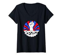 Femme Anti-autoritaire résister la protestation politique T-Shirt avec Col en V