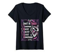 Femme Anti Discrimination Raton Laveur Gothique Égalité Art T-Shirt avec Col en V